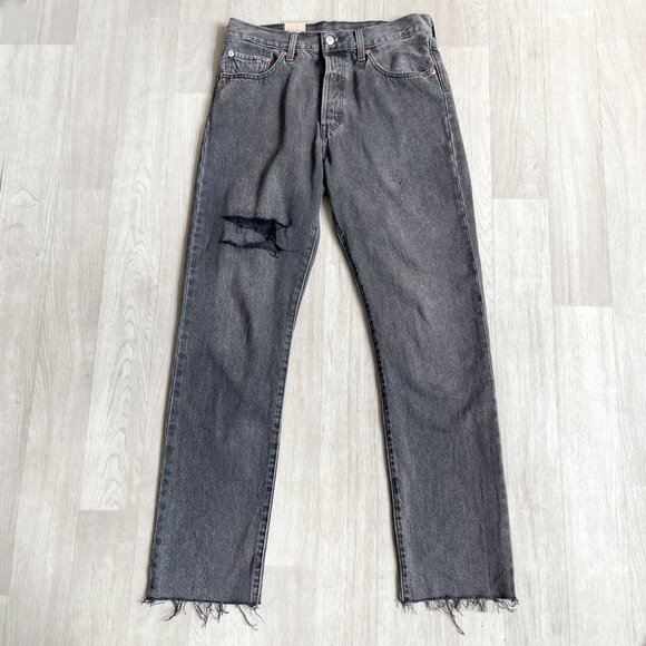 Levi’s 501 Original Fit Jeans Get Off My Cloud Black Grey Size 28 X 30 NEW NWT - Picture 1 of 9